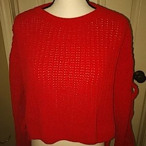 Candie's Red Knit Hi Lo Criss Cross Sweater M